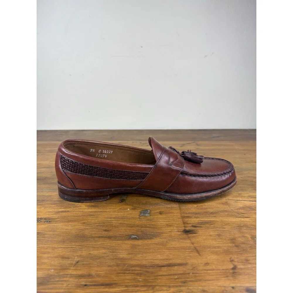 Vintage FootJoy Classics Street Loafers Shoes 9.5C Brown Calfskin Woven USA